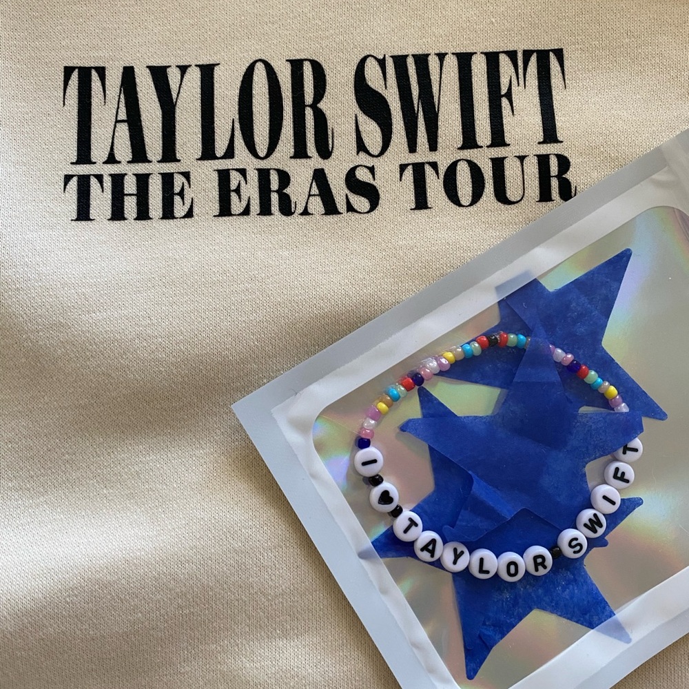 Official Taylor Swift Eras Tour oversized cream hoodie XL. NWT